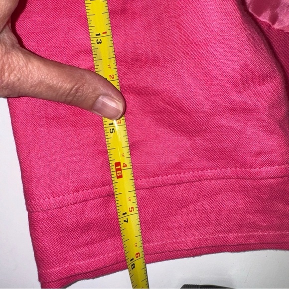 Kim Rogers Linen Jacket Pink Ruffle Trim Cropped Sz S - Picture 14 of 15